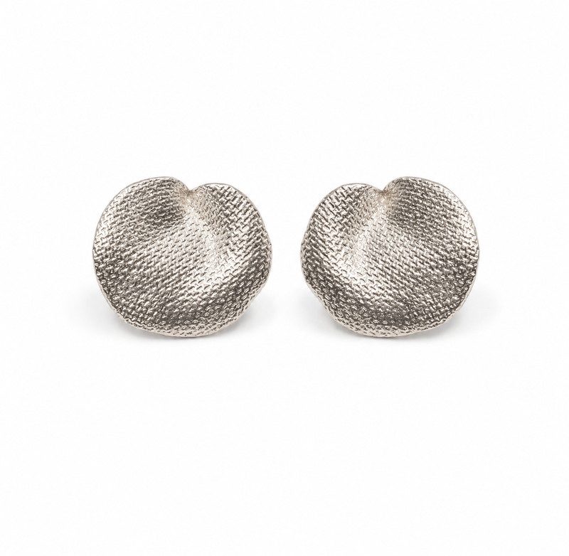 Silver petal earring studs